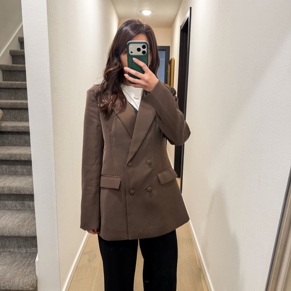 Meshki Jackets & Blazers - Meshki Tailored Brown‎ Double-Breasted Blazer M